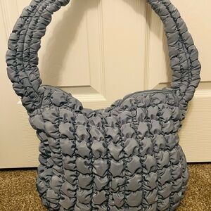 Blue nylon  Ruched Women's Bag